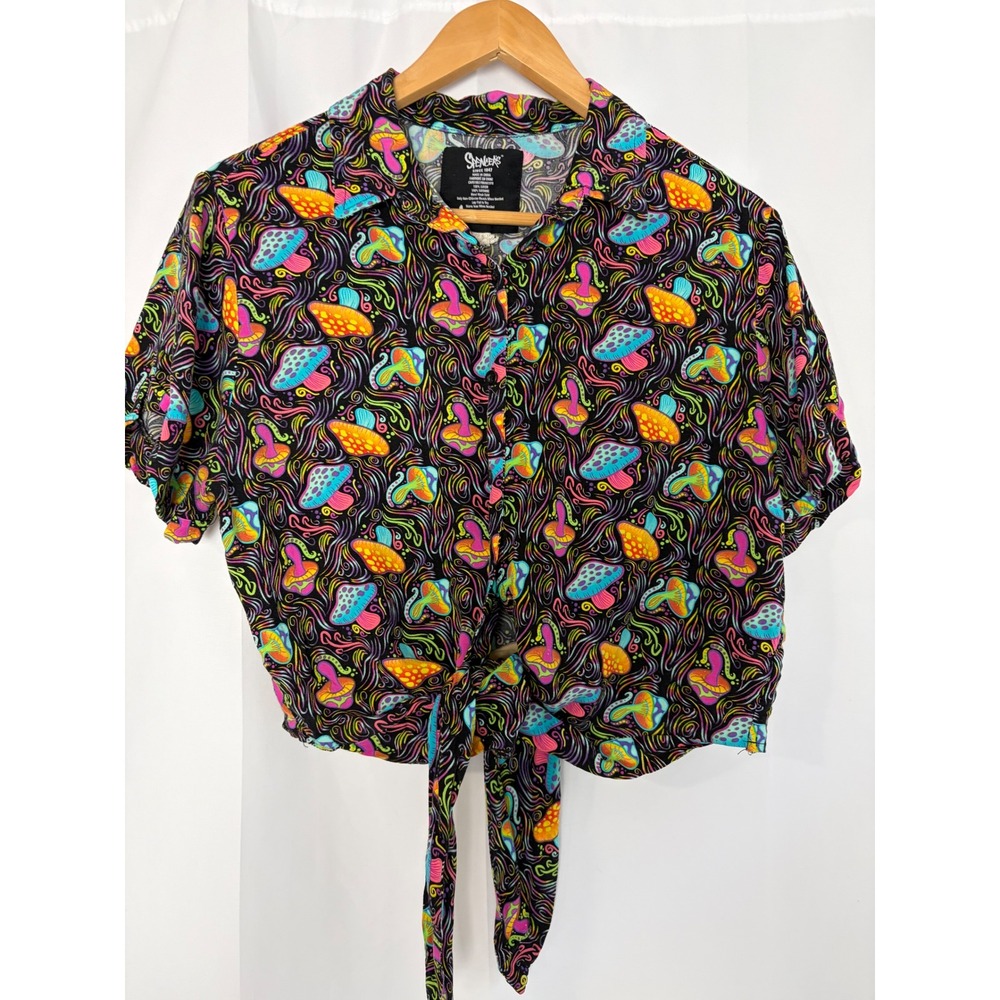 Spencers Magic Mushroom Tie Front Button Down Shirt Psychedelic Womens
Hippie